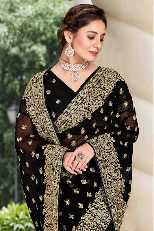 Black Georgette Designer Saree NCSD11210888