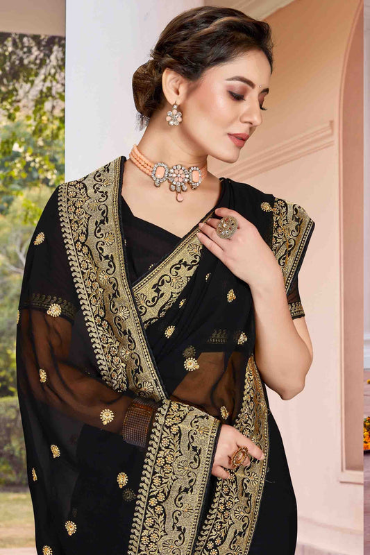 Black Georgette Designer Saree NCSD11210898