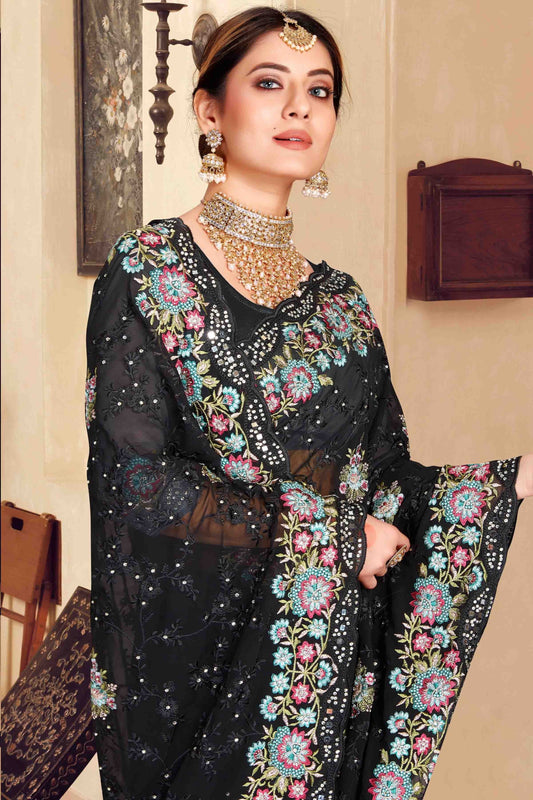 Black Georgette Designer Saree NCSD11210907