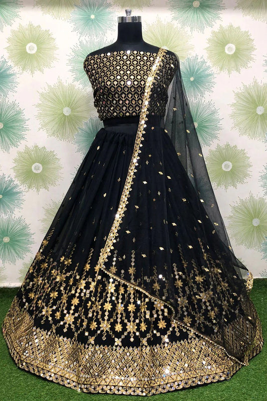 Black Georgette Embroidery Lehenga Choli NCLC10210150