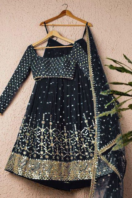 Black Georgette Embroidery Lehenga Choli NCLC10210150