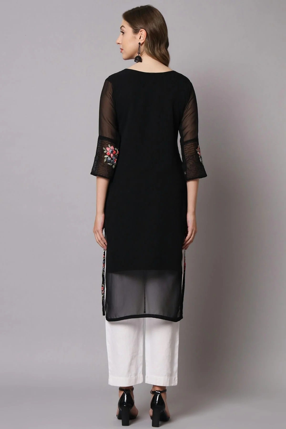 Black Georgette Kurti NCKR11112082