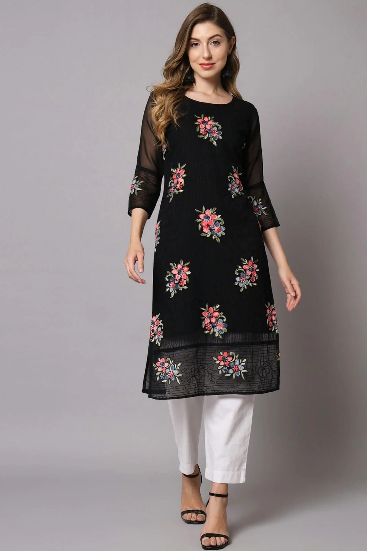 Black Georgette Kurti NCKR11112082