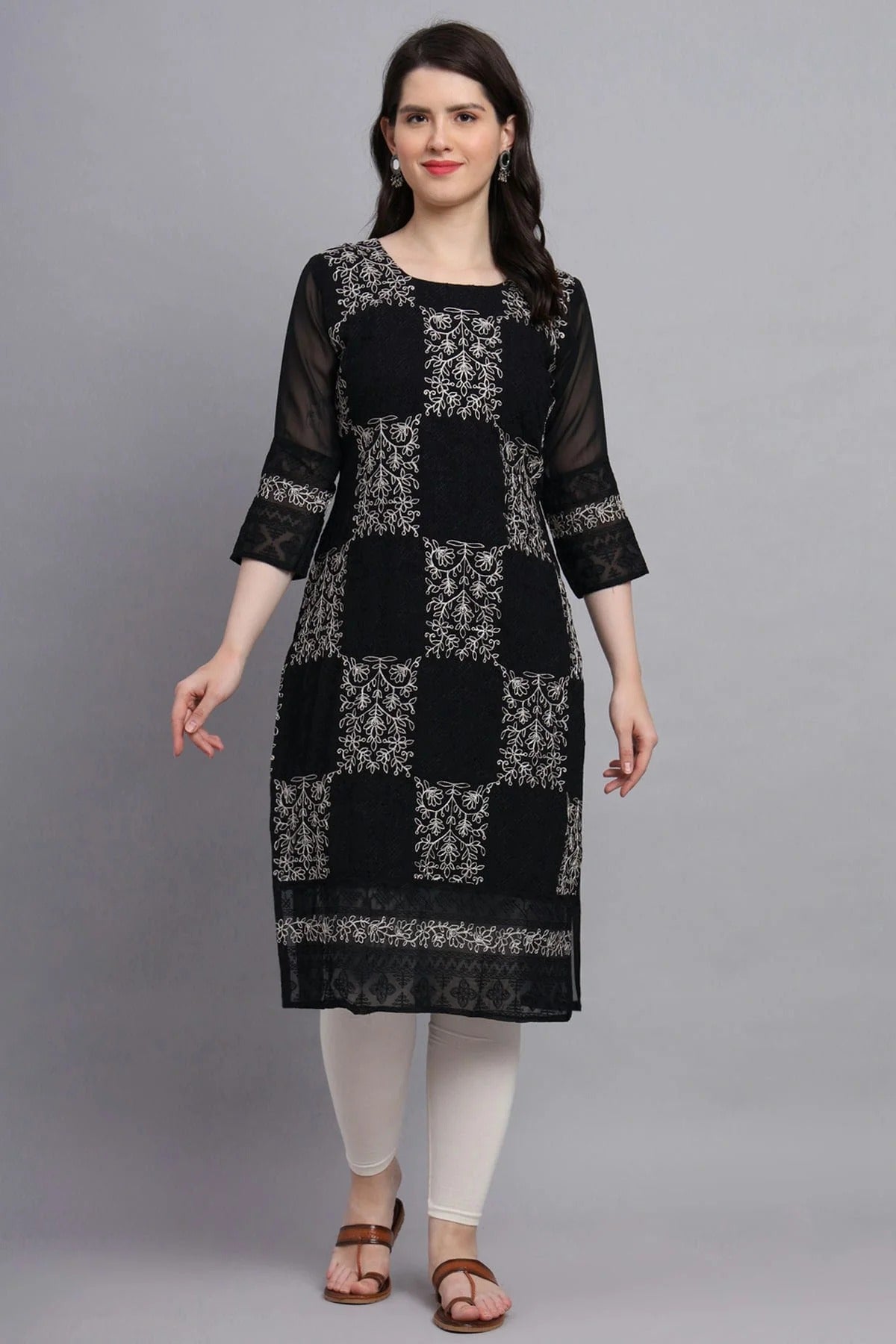 Black Georgette Kurti NCKR11112105