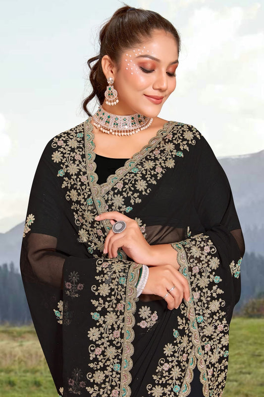 Black Georgette Saree NCSD10910287