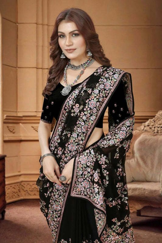 Black Georgette Saree NCSD10910297