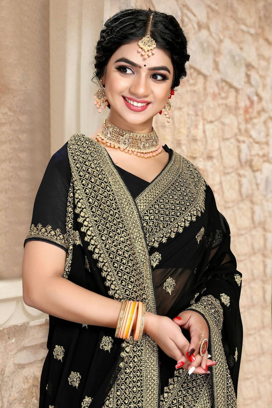 Black Georgette Saree NCSD10910415