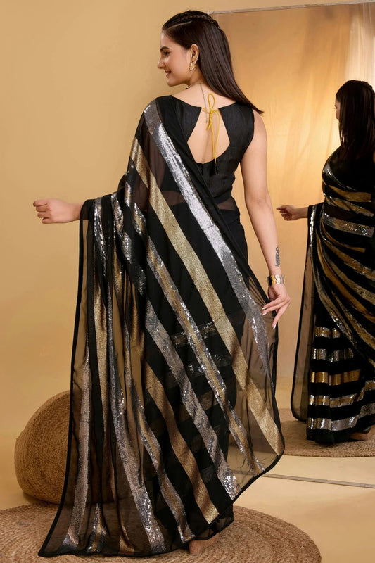 Black Georgette Saree NCSD11112587