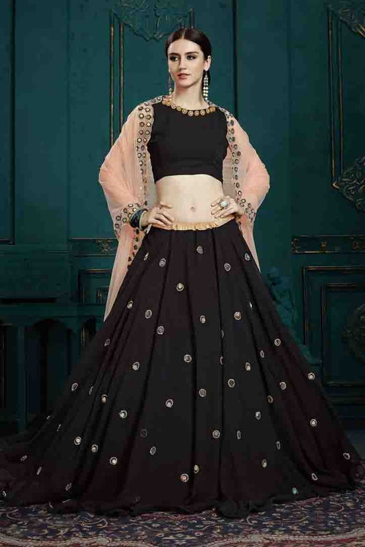 Black Georgette Sequins Lehenga Choli NCLC10810513