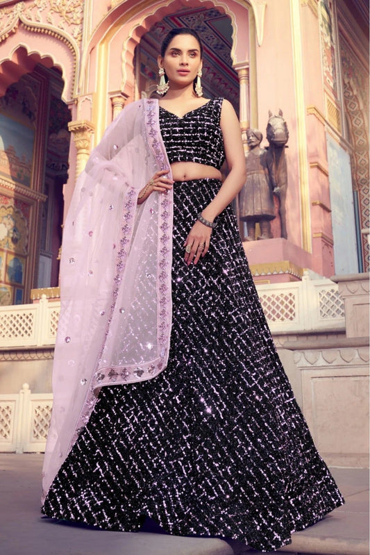 Black Imported Sequins Lehenga Choli NCLC10810555