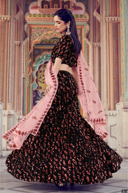 Black Imported Sequins Lehenga Choli NCLC10810556
