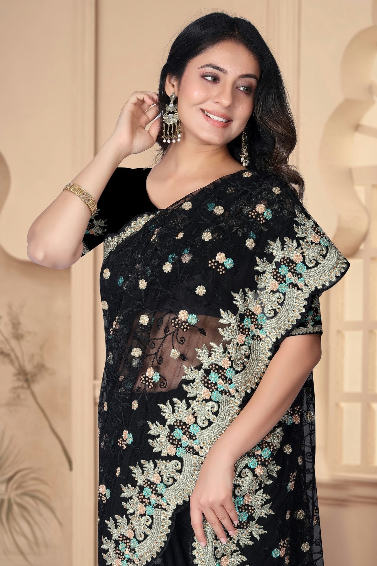 Black Net Designer Saree NCSD10910203