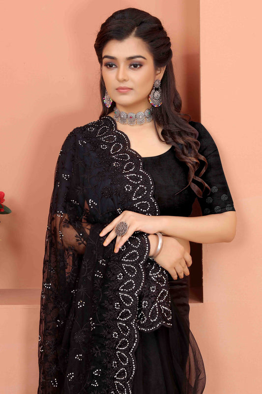 Black Net Designer Saree NCSD10910715