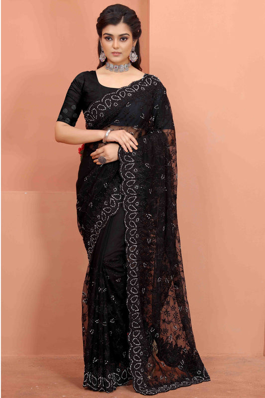 Black Net Designer Saree NCSD10910715