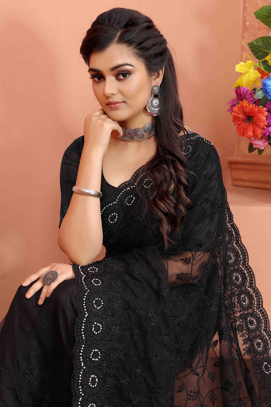 Black Net Designer Saree NCSD10910720