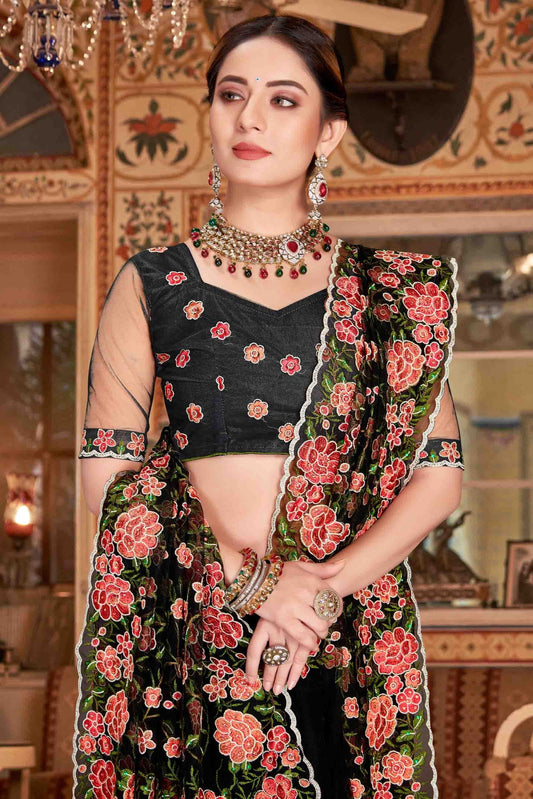 Black Net Designer Saree NCSD10910722