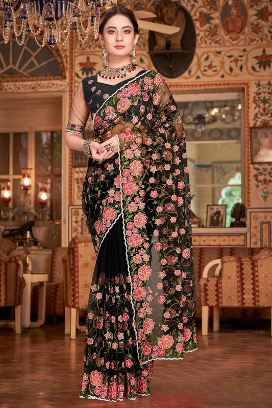 Black Net Designer Saree NCSD10910722