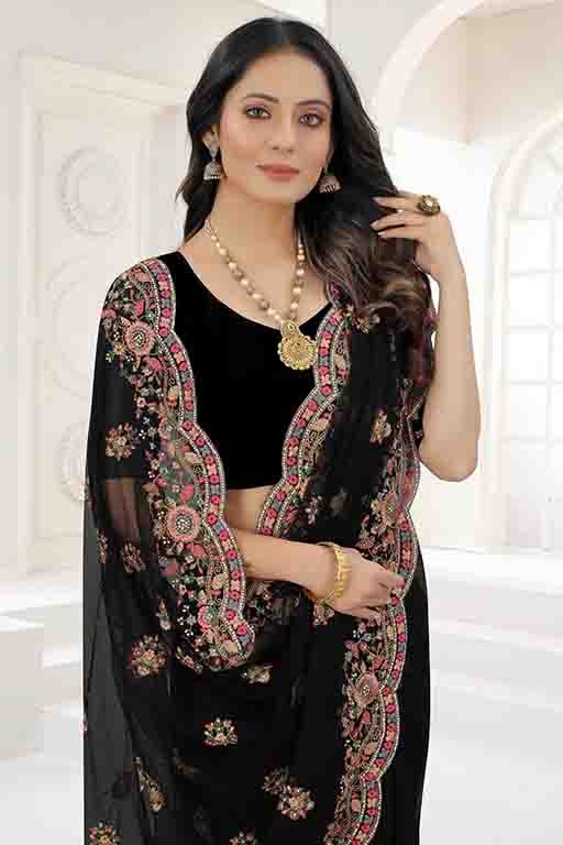 Black Net Designer Saree NCSD10910734