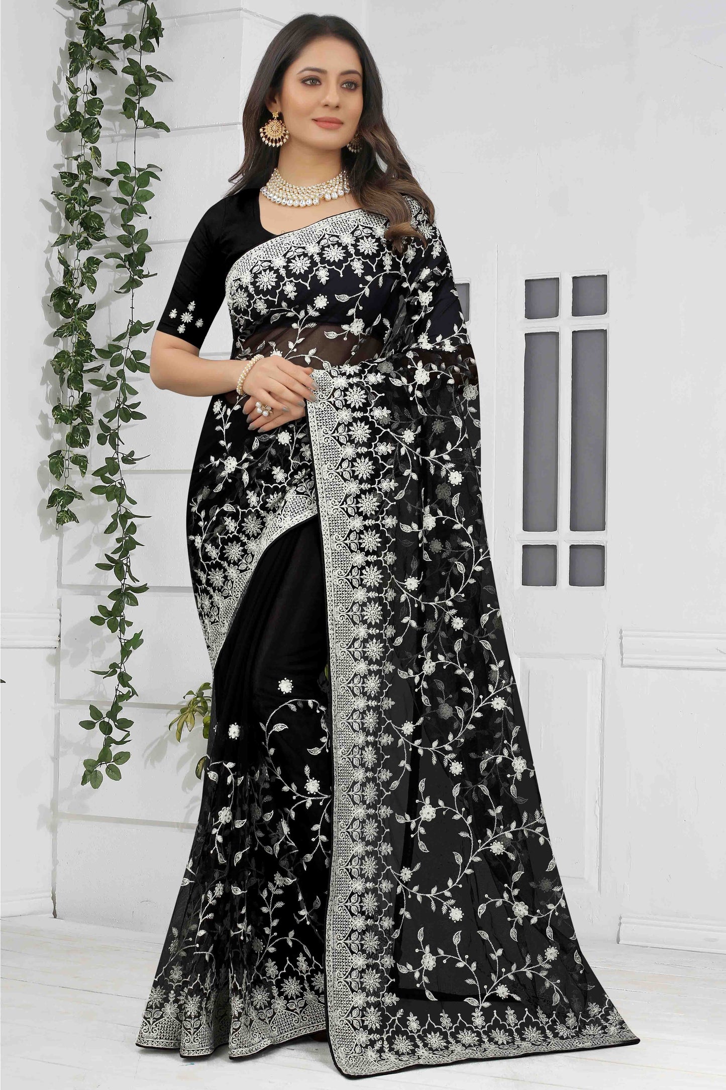 Black Net Designer Saree NCSD10910740