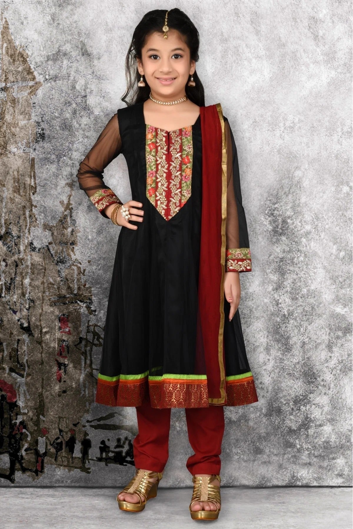 Black Net Embroidery Anarkali Suit NCGW10710795