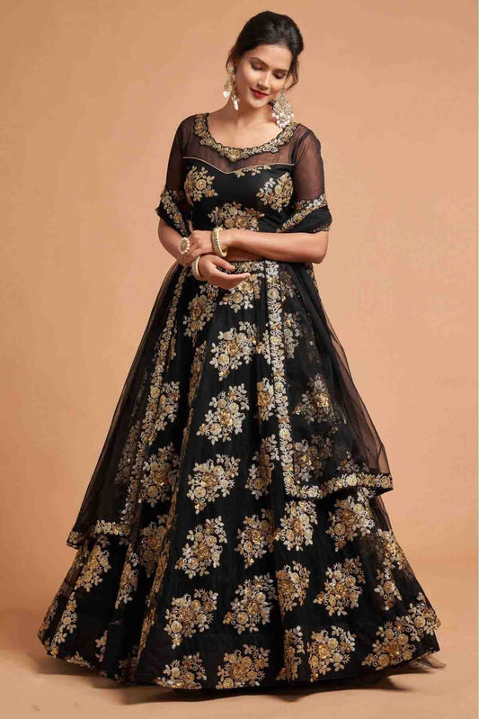Black Net Lehenga Choli NCLC10110349