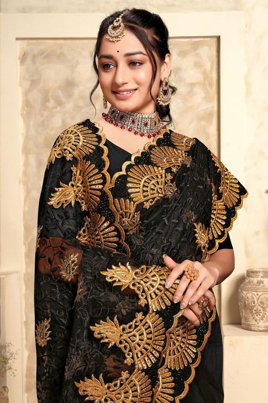 Black Net Saree NCSD10910262