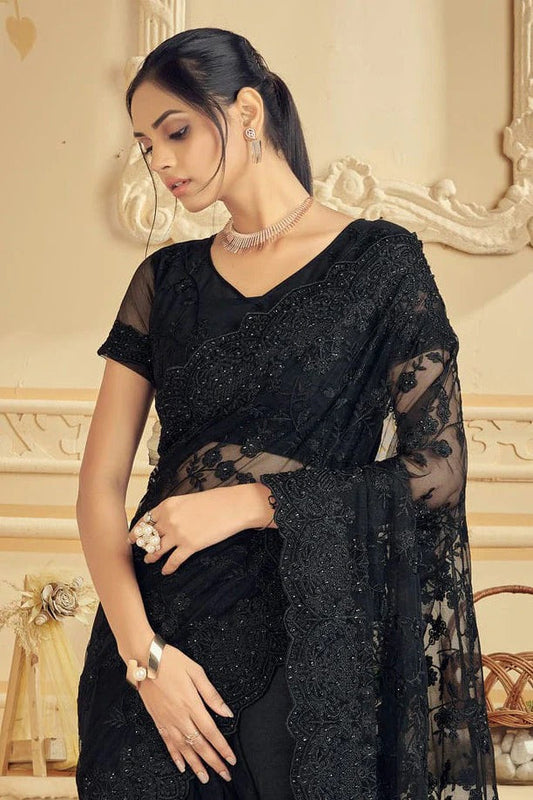 Black Net Saree NCSD10910457
