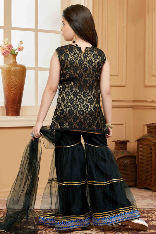 Black Net Sharara Suit NCGW10710833