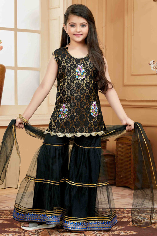 Black Net Sharara Suit NCGW10710833