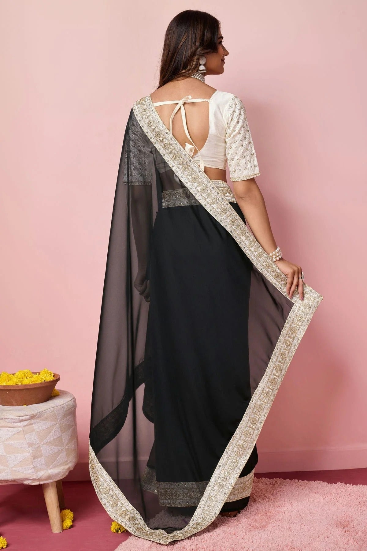 Black Organza Designer Saree NCSD11112215
