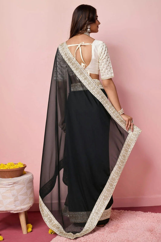 Black Organza Designer Saree NCSD11112215