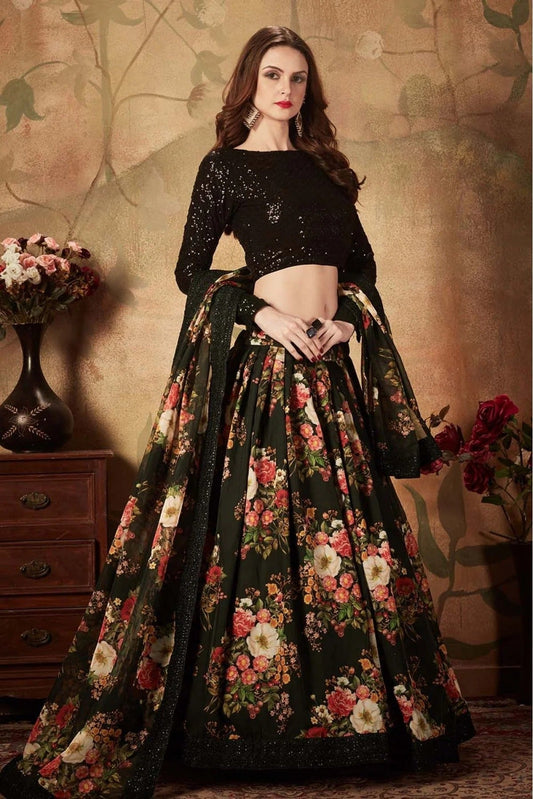 Black Organza Lehenga Choli NCLC10110321