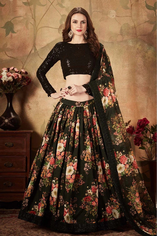 Black Organza Lehenga Choli NCLC10110321