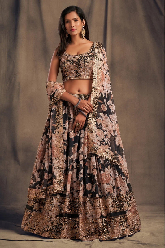 Black Organza Lehenga Choli NCLC10110332
