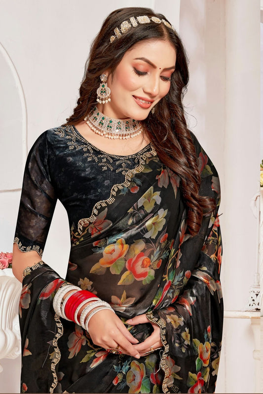Black Organza Silk Designer Saree NCSD11210276
