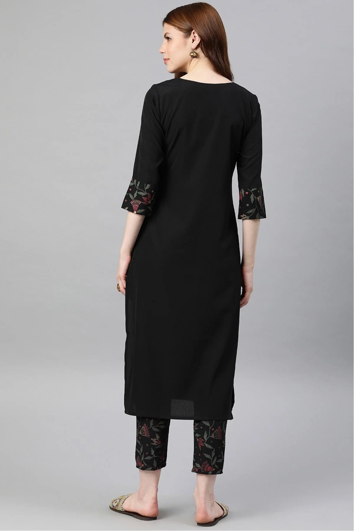 Black Plus Size Crepe Kurta Set NCKR10610142