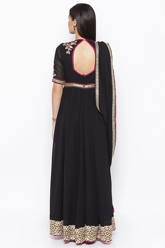 Black Plus Size Georgette Embroidery Anarkali Suit NCSS10710633
