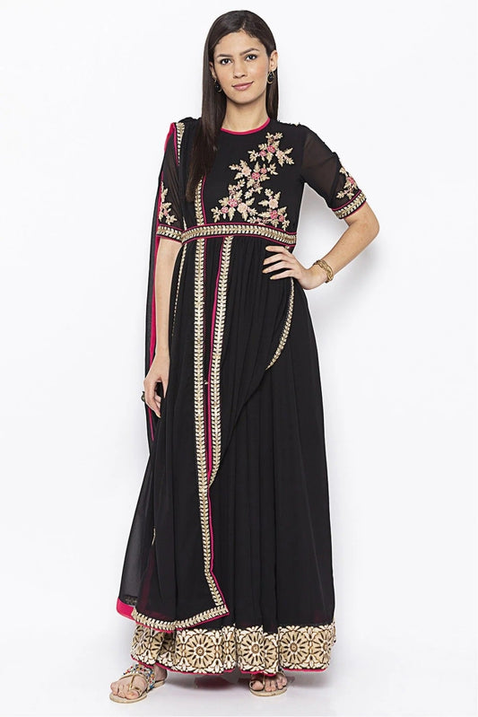Black Plus Size Georgette Embroidery Anarkali Suit NCSS10710633