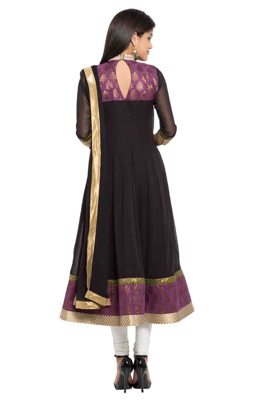 Black Plus Size Stitched Faux Georgette Anarkali Suit NCSS10710479