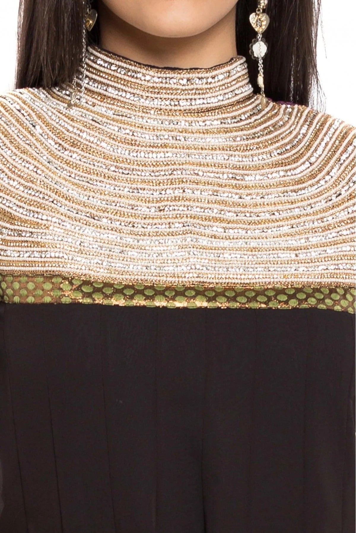 Black Plus Size Stitched Faux Georgette Anarkali Suit NCSS10710479