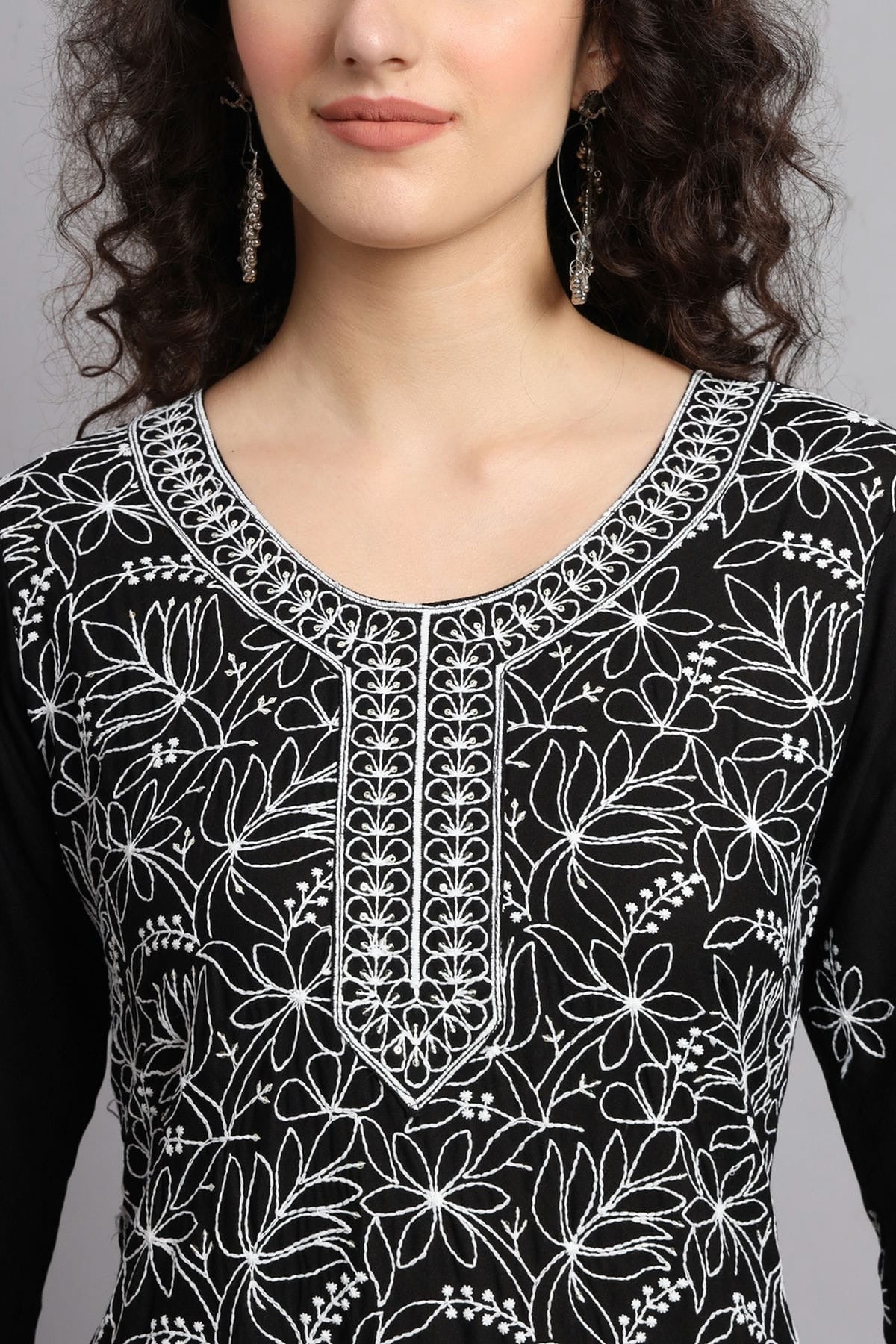 Black Rayon Kurti NCKR11112137