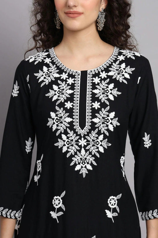 Black Rayon Kurti NCKR11112154