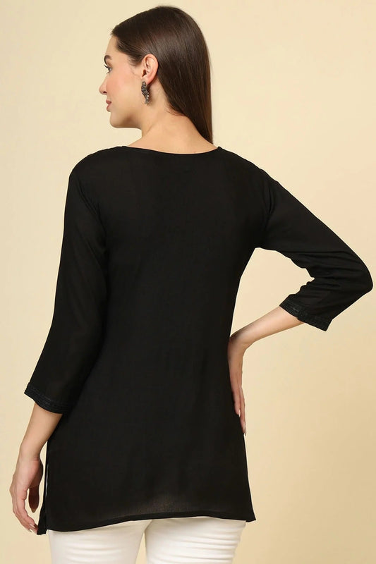 Black Rayon Readymade Top NCTP11112250
