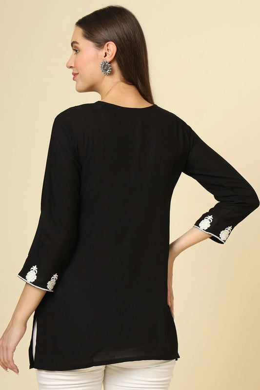 Black Rayon Readymade Top NCTP11112260