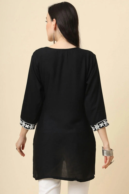 Black Rayon Readymade Top NCTP11112279