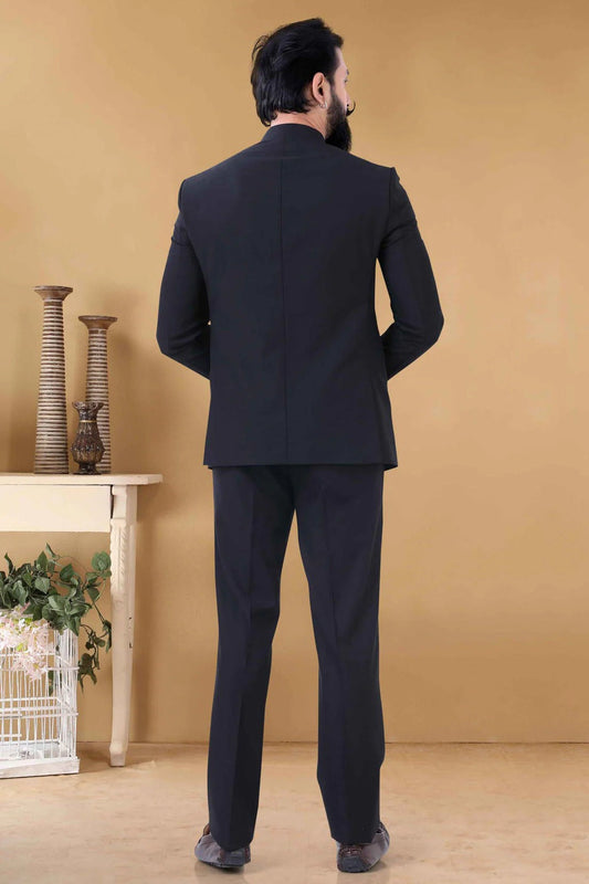 Black Rayon Jodhpuri Suit NCSH11310191