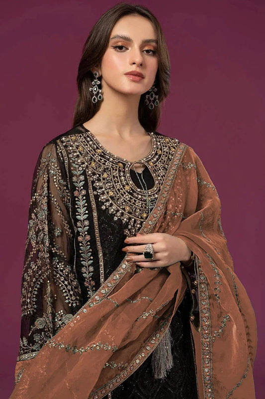 Black Semi Stitched Faux Georgette Pakistani Suit NCSM11410479