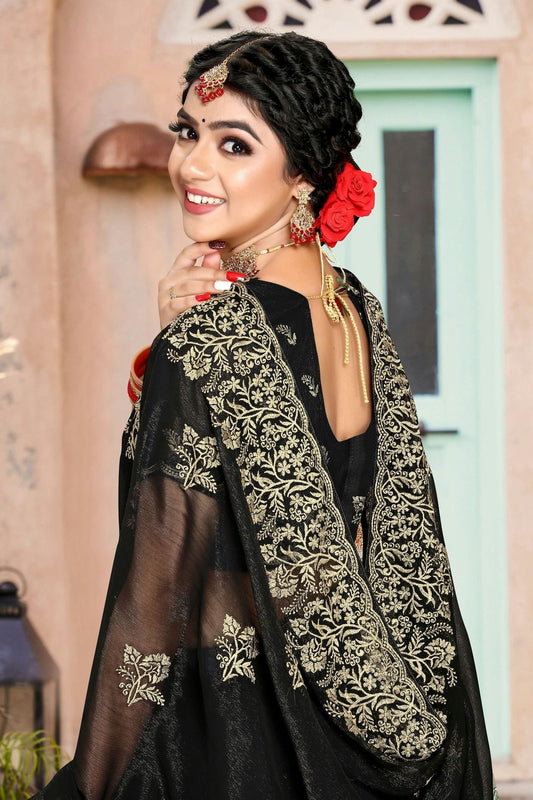 Black Silk Designer Saree NCLC11210466