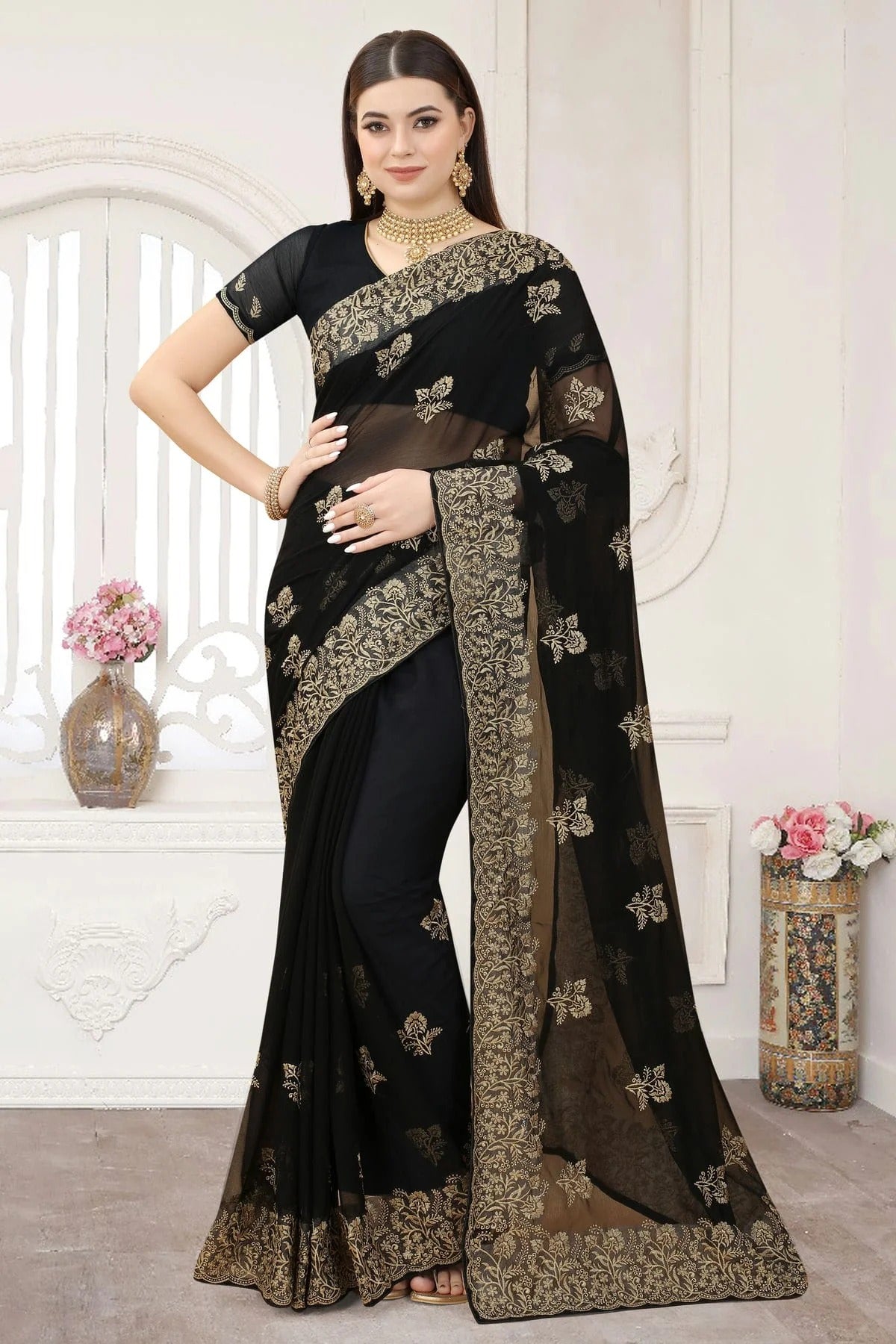 Black Silk Designer Saree NCLC11210502