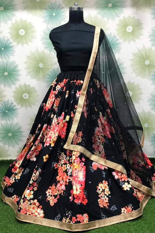 Black Silk Lehenga Choli NCLC10210126